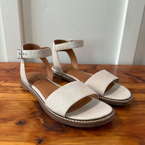 Lucky Brand Kimya Leather Sandals in Light Putty - Picture 1 of 7